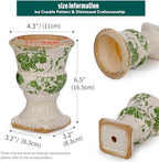Sungmor Small Ceramic Urn Planter - Green Floral Pedestal Flower Pot - Image 3