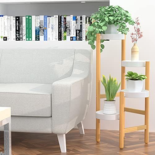 Wisuce Bamboo Plant Stand Indoor, 4 Tier Tall Corner Plant Shelf Table - Image 3