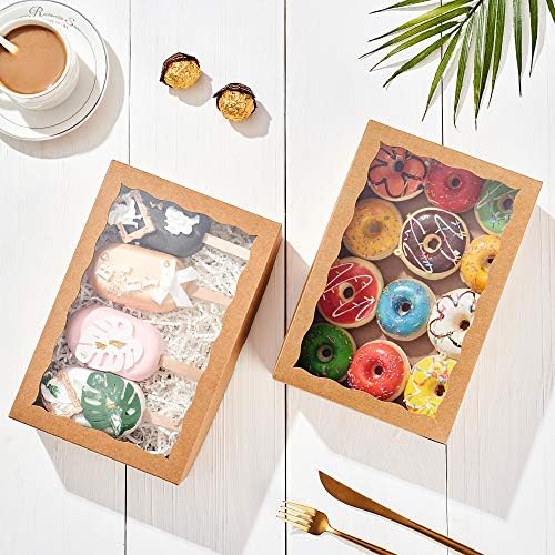 24PCS 10 x 7 x 2.5 inches Brown Strawberries Boxes with Display Window, Sweet Treat Boxes for Cookies, Donuts, Macarons, Muffins& Hot Coca Bombs, Perfect for Any Celebration - Image 3
