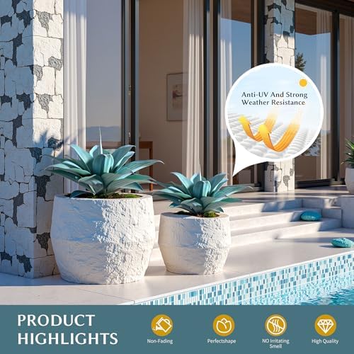 Ttranewsoo 2-Pack 13.8-Inch Artificial Agave Plants for Outdoor Planters, UV Resistant Fake Agave Plants, Faux Succulent Greenery for Porch, Patio, Garden, Entryway and Indoor Decor, Blue - Image 4