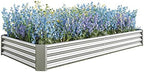 Outdoor Large Galvanized Metal Raided Garden Bed,Planter Box for Flowers Vegetables Fruit,Rectangular (Silver, 7.6x3.7x1 ft) by Gagihoom