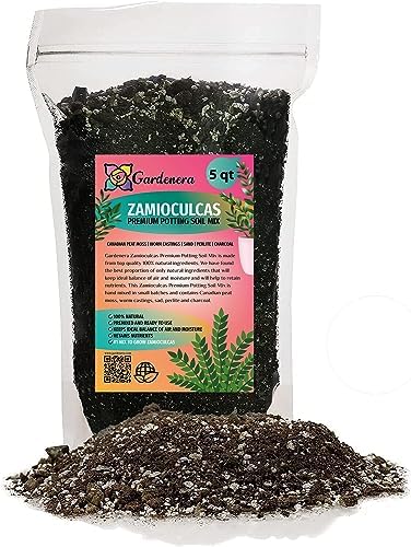 Organic Zamioculcas Plant Soil Mix by Gardenera - Cultivate Elegance Excellence with Natural and Nutrient-Rich Formula - 5 Quart by Gardenera