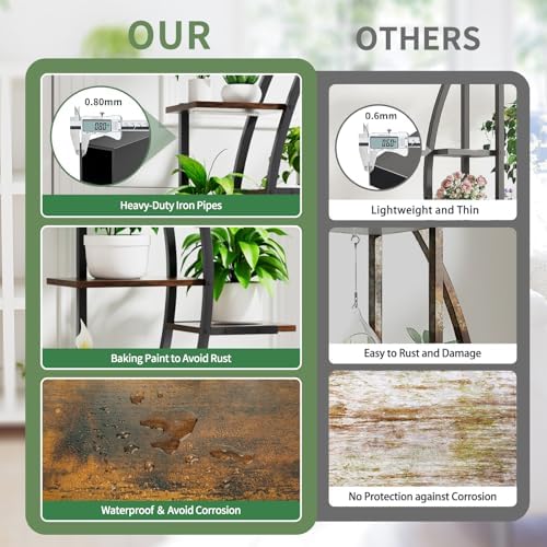 56" Plant Stand Indoor with Grow Lights, 7 Tiered Tall Metal Plant Shelf - Image 6