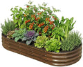 SnugNiture 6x3x1ft Raised Garden Bed Kit, Outdoor Oval Metal Garden Planter, Ground Planter Box for Gardening Vegetables Flowers, Brown by snugniture
