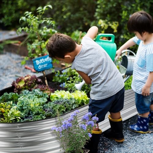 JERIA 2 Pcs 8×4×1ft Oval Raised Garden Bed,Galvanized Raised Garden Bed Kit Outdoor Metal Gardening Planter Box for Vegetable, Fruits, Flower，Herbs - Image 6
