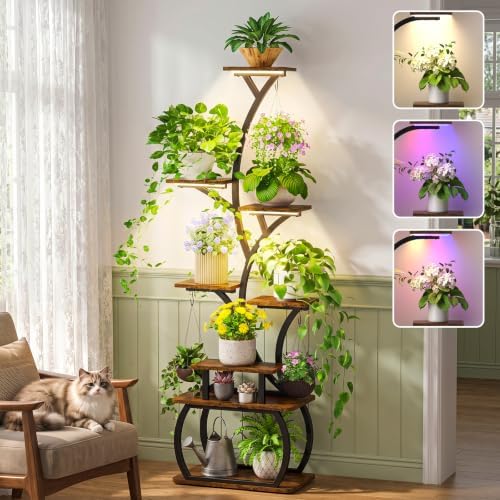 ikkle 8-Tier 62" Metal Plant Stand Indoor with Full-Spectrum Grow Lights. - Image 7