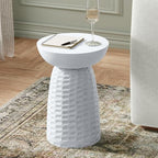SIMPLIHOME Boyd 13" Wide Solid Wood Round End Table in White - Image 2