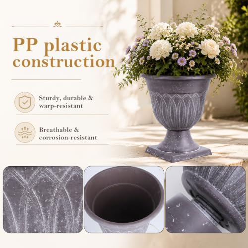Planters for Outdoor Plants Large 2 Pack Resin Urn 15.3IN - Image 5