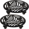 2 Packs Large Metal Plant Caddy with Wheels 13” Heavy-Duty Iron Wheeled Rolling Plant Stands with Casters Indoor Outdoor Plant Pot Roller Base Plant Saucer Movers Black, Strong Load Capacity by Planterhoma