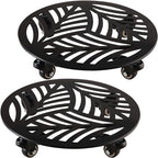 2 Packs Large Metal Plant Caddy with Wheels 13” Heavy-Duty Iron Wheeled Rolling Plant Stands with Casters Indoor Outdoor Plant Pot Roller Base Plant Saucer Movers Black, Strong Load Capacity by Planterhoma