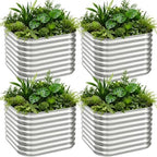 4 PCS Galvanized Raised Garden Bed Outdoor, Metal Garden Bed for Vegetables, Above Ground Garden Box for Flower, Steel Raised Beds for Gardening - 3FT - Image 2