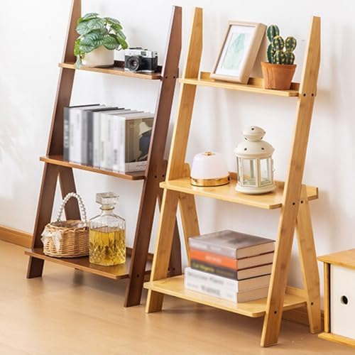 Book Shelf Bamboo Bookshelf 3-Tier Ladder Shelf, 38.19”Freestanding Open Bookcase Book Bathroom Storage Unit Plant Stand(Natural) - Image 7