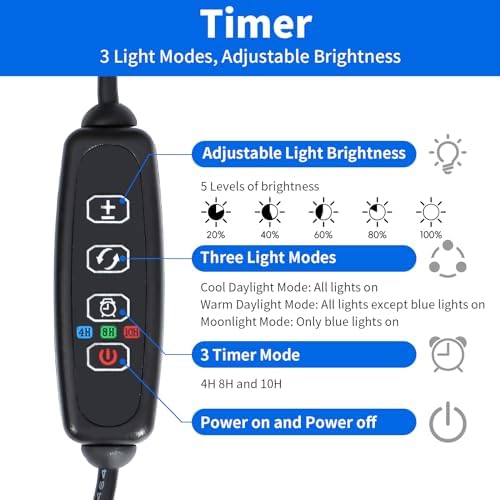 AQUANEAT LED Aquarium Light 48 to 54 Inch with Timer, auto on Off, Adjustable Brightness, Full Spectrum, Daylight Moonlight Mode, for Fresh Water Low-to-Mid Light Plants - Image 2