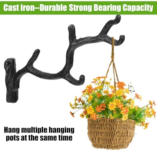 Blulu 4 Pcs Cast Iron Plant Hanger Wall Bracket Tree Branch, Black - Image 3
