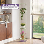 2-Tier Metal Plant Stand with Hanging Hook, Indoor Outdoor Plant Shelf (Green) - Image 3