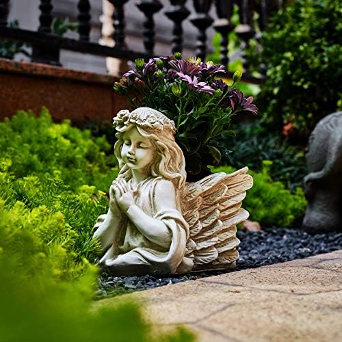 Praying Angel Bust Garden Statue Planters, Angel Wing Planters Pots Mini Vase for Patio, Lawn, Yard Art, Cemetery Grave Decoration, Resin Classical Antique, 8.26" H - Image 2