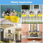 uxcell Rail Planter for Outdoor Plants, 4 Pcs 11" Iron Wall Hanging Planters Fence Railing Balcony Planters with Drainage Holes and Detachable Hooks, Red - Image 5
