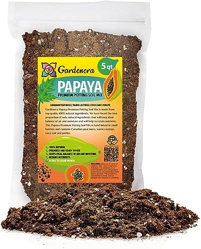 Premium Papaya Plant Soil Mix by Gardenera - Stimulate Growth and Elevate Fruitfulness with Nourishing Formula - 5 Quart by Gardenera