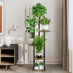 AZERPIAN Plant Stand Indoor Tall Corner Tiered Shelf 5 Tier Metal MDF Board - Image 2