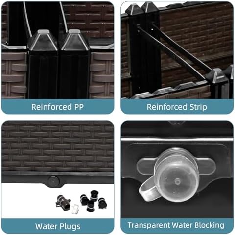 Large Raised Planter Box Outdoor Self Watering 78.7"x15.7"x19.7", Deep Raised Garden Bed - Elevated Garden Box with Drainage Plug, Rectangular Garden Planter Perfect for Patio Balcony Deck - Image 6