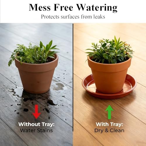 10 Pack Plant Saucer 16 Inches Plastic Drip Trays to Catch Water, Red - Image 5