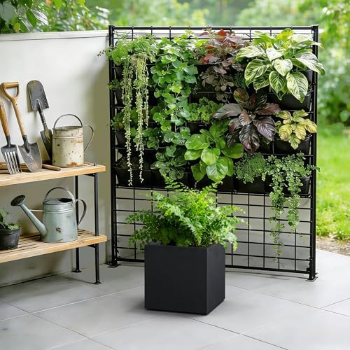 Kante Accent Square Black Concrete Planter 12" W, Outdoor - Image 4