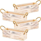 Wooden Planter Box with Handle I Rustic Whitewash I Plastic Liner l Garden Decor l Restaurant and Wedding Decorations l Table Centerpiece (12x4 w Handle Set of 4, Whitewash) by Unknown