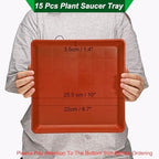 PATIKIL Plant Saucer Tray, 15 Pack 10 Inch Plastic Square Plant Saucer Flower Planter Drip Tray for Indoors Outdoors Patio Balcony, Terracotta - Image 2