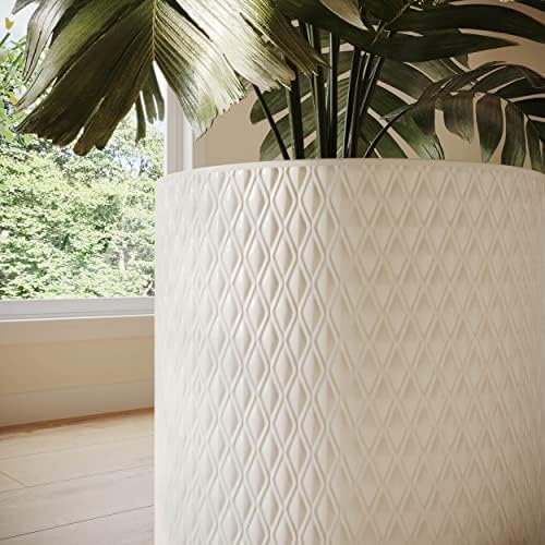 EverNest Claire Boho Modern White Planter with Arch Wood Stand, Indoor Mid-Century Plant Pot, SelectBase, Minimalist Planter Stand Home Décor (Medium, 2 Gallon) - Image 4