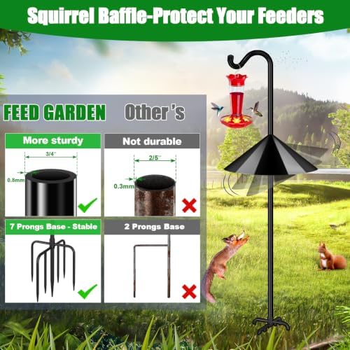 FEED GARDEN 108’’ Bird Feeder Pole Squirrel Proof 1 Pack, Shepherds Hook - Image 7
