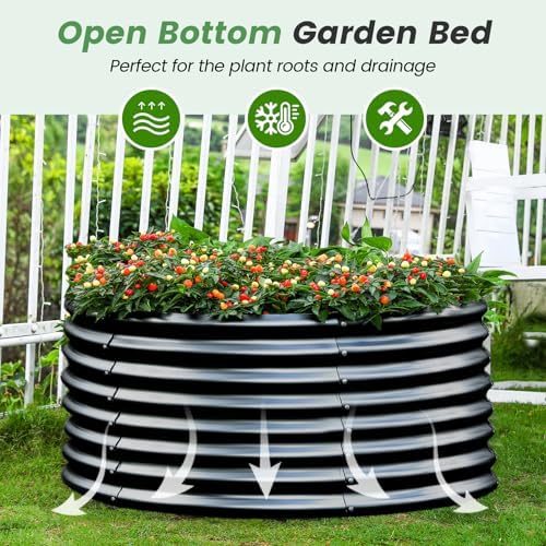 Land Guard 3×3×2ft Galvanized Raised Garden Bed Kit, Round Galvanized Planter Raised Garden Boxes Outdoor, Large Metal Raised Garden Beds for Vegetables, Grey - Image 5