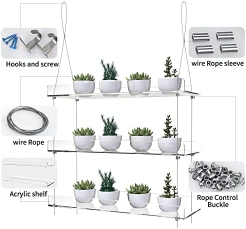 3-Tier Hanging Acrylic Plant Shelves for Windows - Image 5