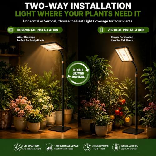 25W LED Grow Lights for Indoor Plants with Stand for Floor and Tabletop - Image 5