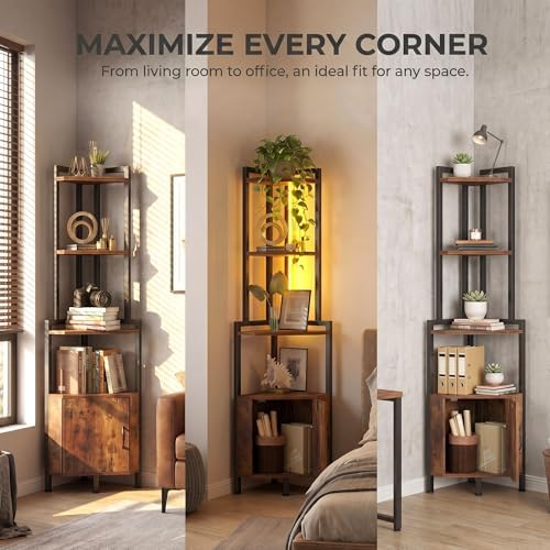 Corner Shelf Storage Stand with LED Light for Small Space - Image 6