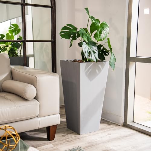 XBrand 30-Inch Tall Tapered Indoor and Outdoor, Gray Planter - Image 4