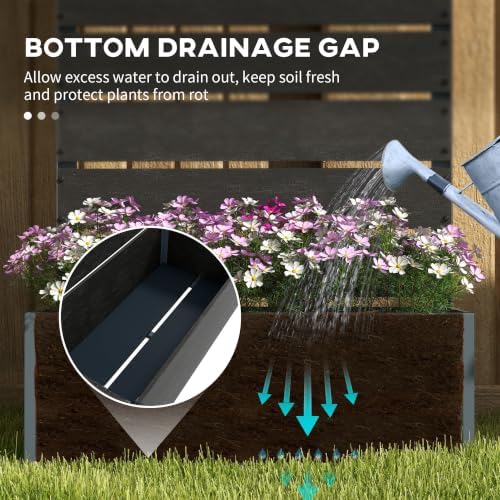 Outsunny Raised Garden Bed with Trellis, 28.25" x 15" x 59", Black - Image 5