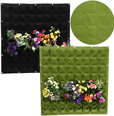 GLOGLOW 64-Pocket Vertical Planting Bag Heavy-Duty Felt Wall Hanging Grow Bag with Auto Drain System for Indoor & Outdoor Gardening Space-Saving Vertical Planter - Image 6