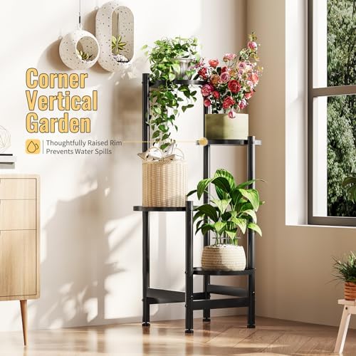 Metal Plant Stand for Indoor Outdoor,Corner Tall Plant Shelf for Multiple Plants,4 Tier Heavy Duty Flower Pot Holder,Display Rack for Patio Garden Balcony Living Room Bedroom - Image 5