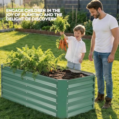 Raised Garden Bed Kit 4x2x1.4ft, Metal Planter Boxes Outdoor, Green - Image 4