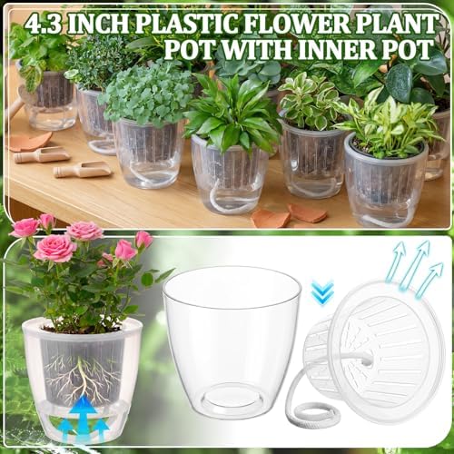 Self Watering Plant Pots, 4.3'', Transparent, 36 Pcs - Image 5