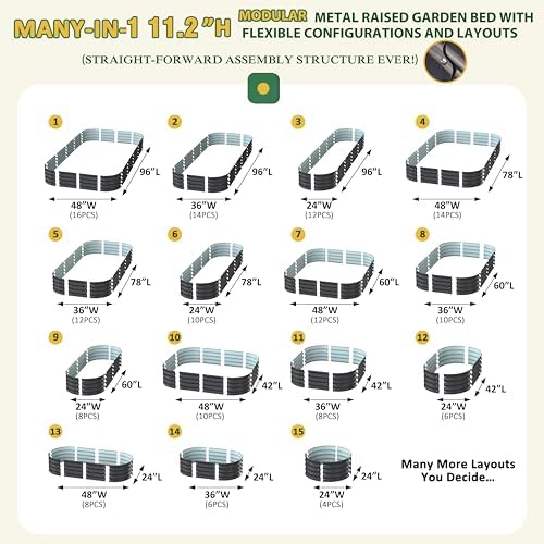 MUPATER 8x4x1FT Raised Garden Bed Outdoor, Modular Galvanized Steel Garden Bed Kit for Planting, Above Ground Planter Box Oval for Vegetables, Herbs and Flowers, Garden, Gray - Image 3