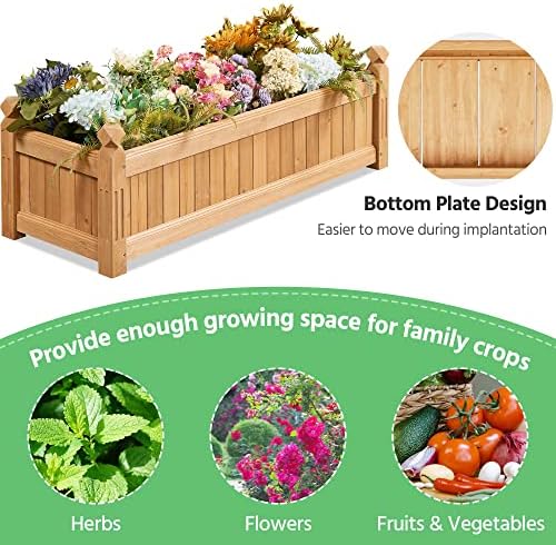 Yaheetech 43.5" Wooden Raised Garden Bed Rectangular Planter Box, 2pcs - Image 5