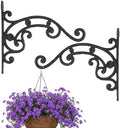 2 Pack Hanging Plant Brackets Outdoor 10 Inch Cast Iron Plant Hanger, Black by Flutesan