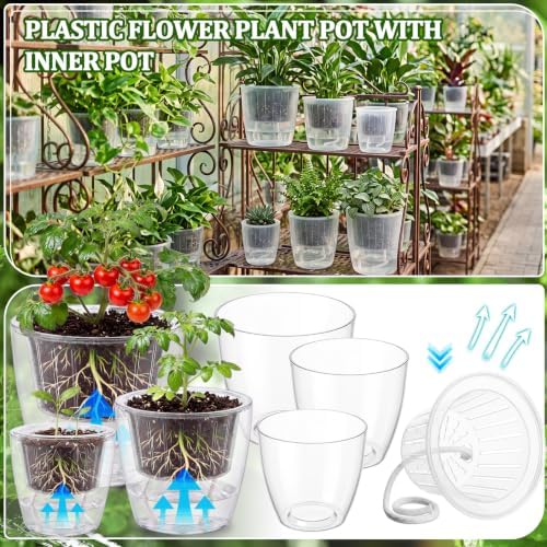 Self Watering Plant Pots, 5.1''/6.6''/7.2'', Transparent, 18 Pcs - Image 4