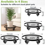 3 Packs Metal Plant Caddy 10.6 Inches Plant Dolly Coasters with Wheels Heavy Duty Rolling Plant Stand with Casters for Indoor Outdoor Flower Pot Mover Rollers Black, Plastic Saucers Included - Image 3