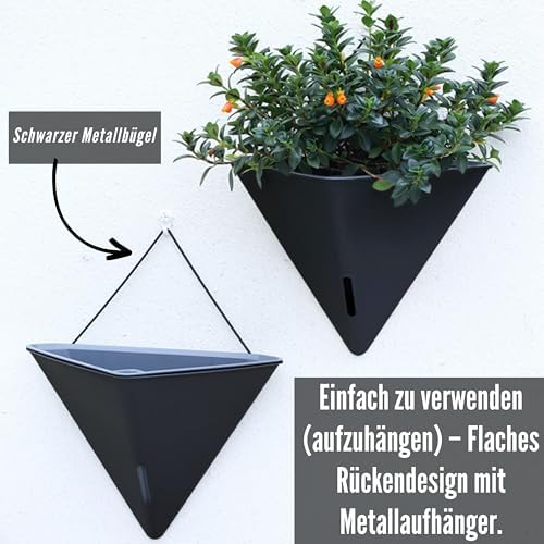 LaLaGreen Bundle- 10 Pack, 4 Inch Black Metal Pot + 4 Pack, 12 Inch Self Watering Pot Geometric Hanging Vertical Wall Mounted Flower Vase Balcony Porch Home Decor Succulent Herbs Plant Holder Garden - Image 4