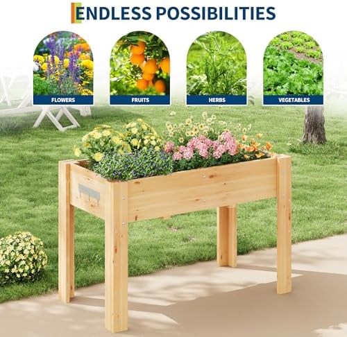 Wood Elevated Planter Box with Legs for Outdoor Vegetable and Herb Planting - Image 7