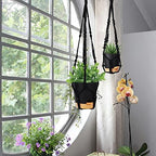 GARDIFE Hanging Planters for Indoor Plants,5Pcs Hanging Basket for Indoor Boho Home Decor,Macrame Plant Hanger,35 Inches,29Inch,23Inch, Ivory,Self Watering Planters, 7/6.5/6/5.5/5 Inch,Black&Black - Image 2