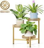 Metal Plant Stand Indoor Outdoor, 3 Tier Corner Plant Shelf for Multiple Plants, Gold Tiered Plant Stand, Heavy Duty Flower Holder, Folding Tall Rack for Garden Patio Balcony - GoldWave by Unknown