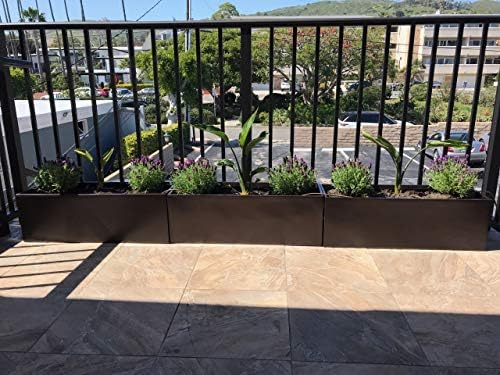 Belmont Rectangle Fiberglass Planter Box, Brown, L:24" x W:8" x H:8" - Image 3